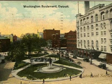 Postcard - Washington Boulevard, Detroit.