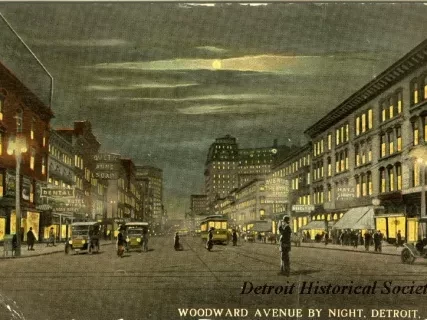 Postcard - Woodward Avenue By Night, Detroit, Mich.