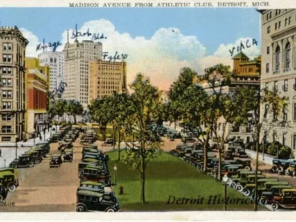 Postcard - Madison Avenue from Athletic Club, Detroit, Mich