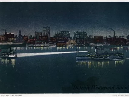 Postcard - Detroit At Night.