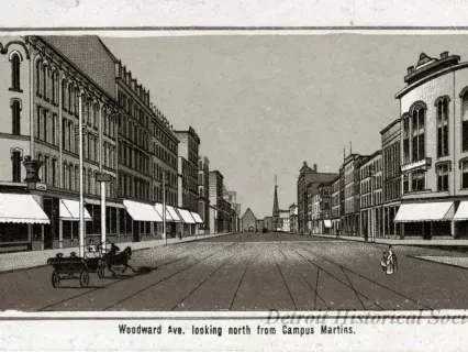 Print - Woodward Ave. looking north from Campus Martins