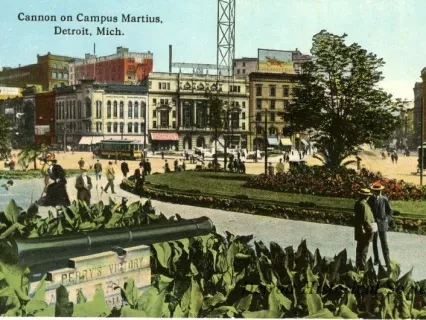 Postcard - Cannon on Campus Martius, Detroit, Mich.