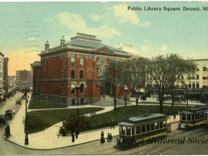 Postcard - Public Library Square, Detroit, Mich. - Public Library Square, Detroit, Mich.