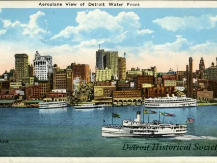 Postcard - Aeroplane View of Detroit Water Front