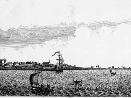Print - View of Detroit in 1796, from the original painting in Paris
