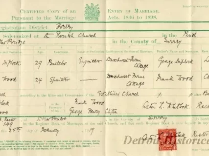 Certificate, Marriage - Certified Copy of an Entry of Marriage