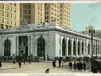 Postcard - The People's State Bank, Detroit, Michigan.