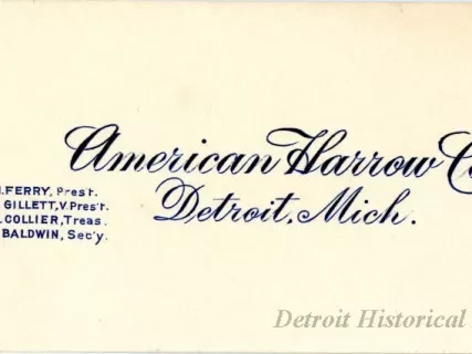 Card, Business - American Harrow Company