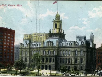 Postcard - City Hall, Detroit, Mich.