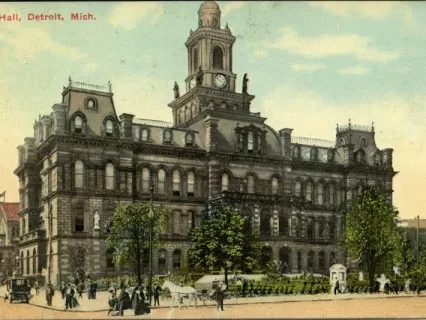 Postcard - City Hall, Detroit, Mich.