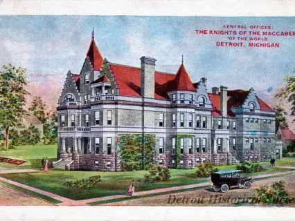 Postcard - General Offices: The Knights of the Maccabees of the World Detroit, Michigan