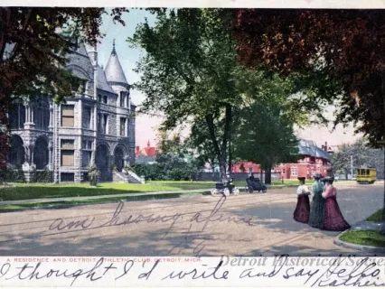 Postcard - A Residence and Detroit Athletic Club. Detroit. Mich.