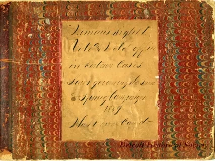 Scrapbook - Woman's Right to Vote and Hold office in certain Cases.  Laws governing the same.  Spring Campaign 1889.  What women can do.