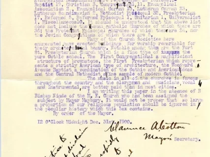 Letter - Denominational Churches in Detroit