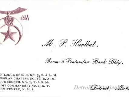 Card, Business - M. P. Hurlbut