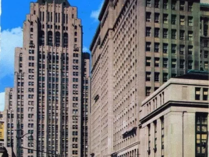 Postcard - Fisher Building, Detroit, Mich. - Fisher Building and General Motors Bldg.