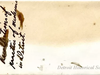 Envelope - Recollections of Practice of Medicine in Detroit
