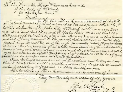 Letter - Metropolitan Police Commission