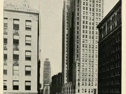 Postcard - Union Trust Bldg., Looking Up Griswold, Detroit, Mich.