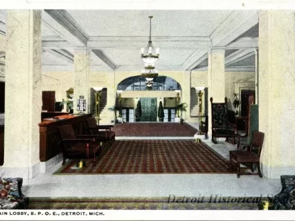 Postcard - Main Lobby, B.P.O.E., Detroit, Mich. - Main Lobby, B.P.O.E., Detroit, Mich.