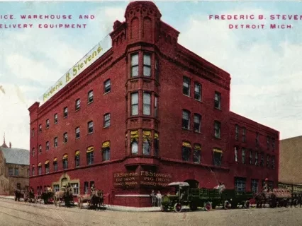 Postcard - Frederic B. Stevens, Detroit, Mich. Office, Warehouse and Delivery Equipment.