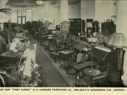 Postcard - Part of Our "First Floor," H.R. Leonard Furniture Co., 306-308-310 Woodward Ave., Detroit, Mich.