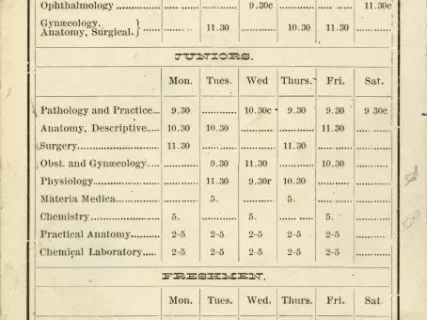Calendar - University of Michigan Department of Medicine and Surgery Order of Exercises, First Semester, 1887-88.