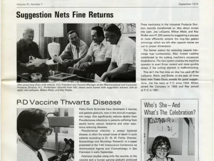 Newsletter - Parke-Davis Review, vol. 31, no. 7, September 1974