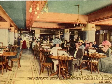 Postcard - The Majestic Servself, Basement Majestic Building, Detroit.