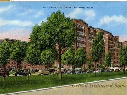 Postcard - Harper Hospital, Detroit, Mich.