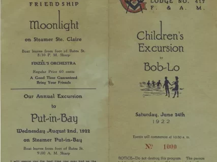 Program - Children's Excursion to Bob-Lo