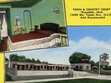 Postcard - Town & Country Court
Wyandotte, Mich., 13399 Dix. Toledo Hwy. (U.S. 25)
AAA Recommended