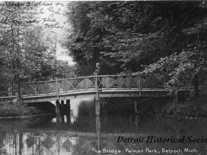 Postcard - The Bridge, Palmer Park, Detroit, Mich.