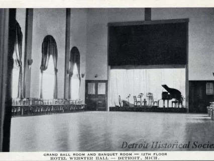Postcard - Grand Ball Room and Banquet Room - 12th Floor. Hotel Webster Hall - Detroit, Mich.