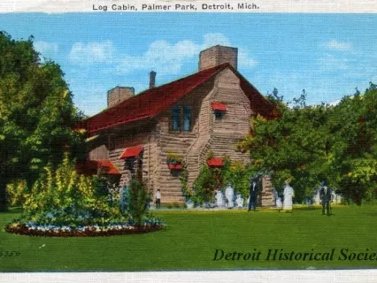 Postcard - Log Cabin, Palmer Park, Detroit, Mich.