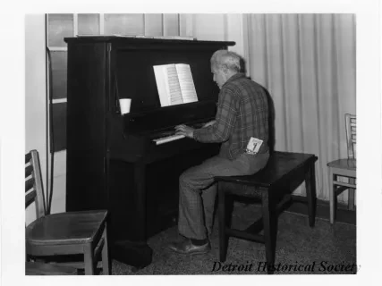 Print, Photographic - Old Man Playing Piano in Belle Isle Casino