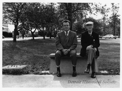 Print, Photographic - "Belle Isle - Two Men on Bench in Front of Aquarium"