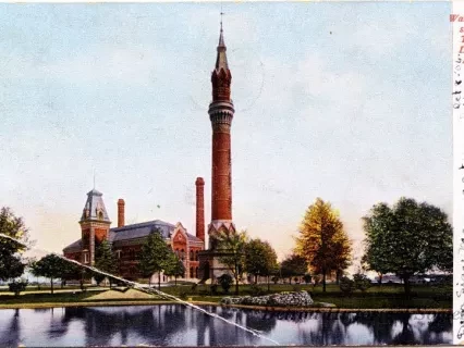 Postcard - Waterworks, showing Tower, Detroit, Mich. - Waterworks, showing Tower, Detroit, Mich.
