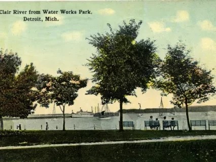 Postcard - St. Clair River from Water Works Park, Detroit, Mich.