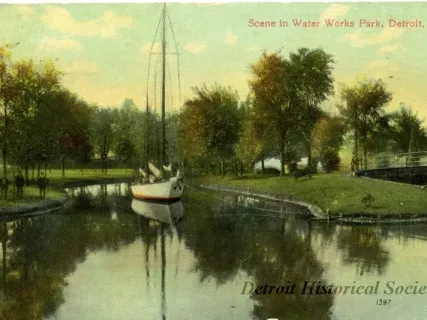 Postcard - Scene in Water Works Park, Detroit, Mich.