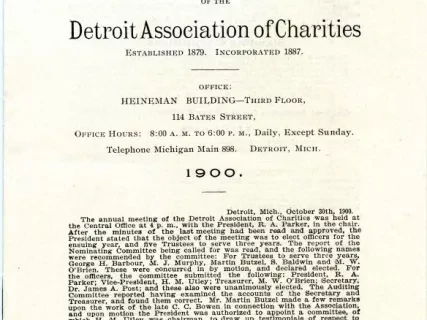 Report, Annual - Twenty-First Annual Report of the Board of Trustees of the Detroit Association of Charities