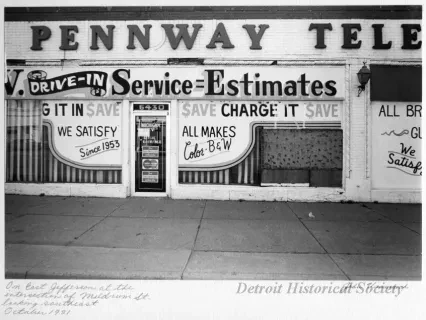 Print, Photographic - On East Jefferson at the intersection of Meldrum St. looking southeast