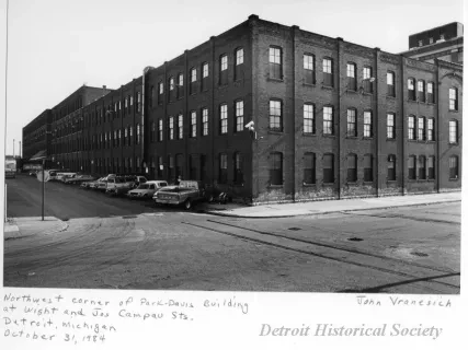 Print, Photographic - Northwest Corner of Park-Davis Building at Wight and Jos Campau Sts., Detroit, Michigan