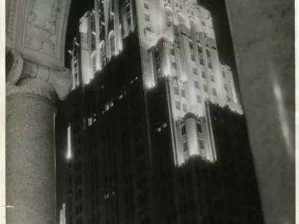 Print, Photographic - Golden Tower of the Fisher Building at Night from General Motors Building