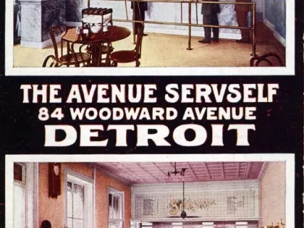 Postcard - The Avenue Servself, 84 Woodward Avenue, Detroit
