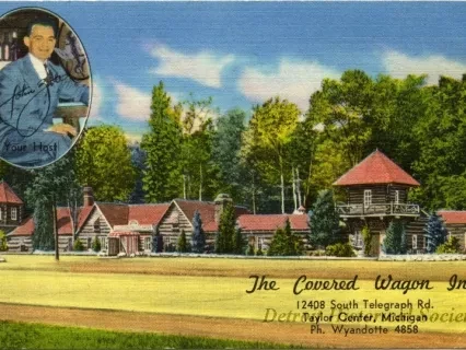 Postcard - The Covered Wagon Inn
12408 South Telegraph Rd., Taylor Center, Michigan