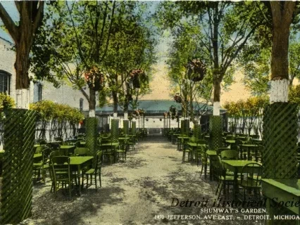 Postcard - Shumway's Garden,
1470 Jefferson Ave. East. - Detroit, Michigan.