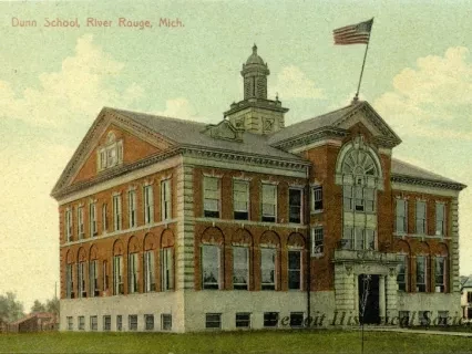 Postcard - Dunn School, River Rouge, Mich.
