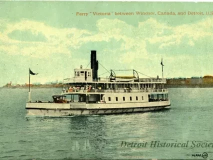 Postcard - Ferry "Victoria" between Windsor, canada, and Detroit, U.S.A.