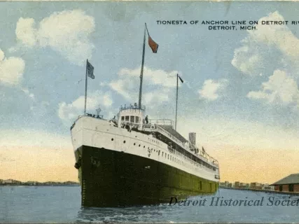 Postcard - Tionesta of Anchor Line on Detroit River, Detriot, Mich.